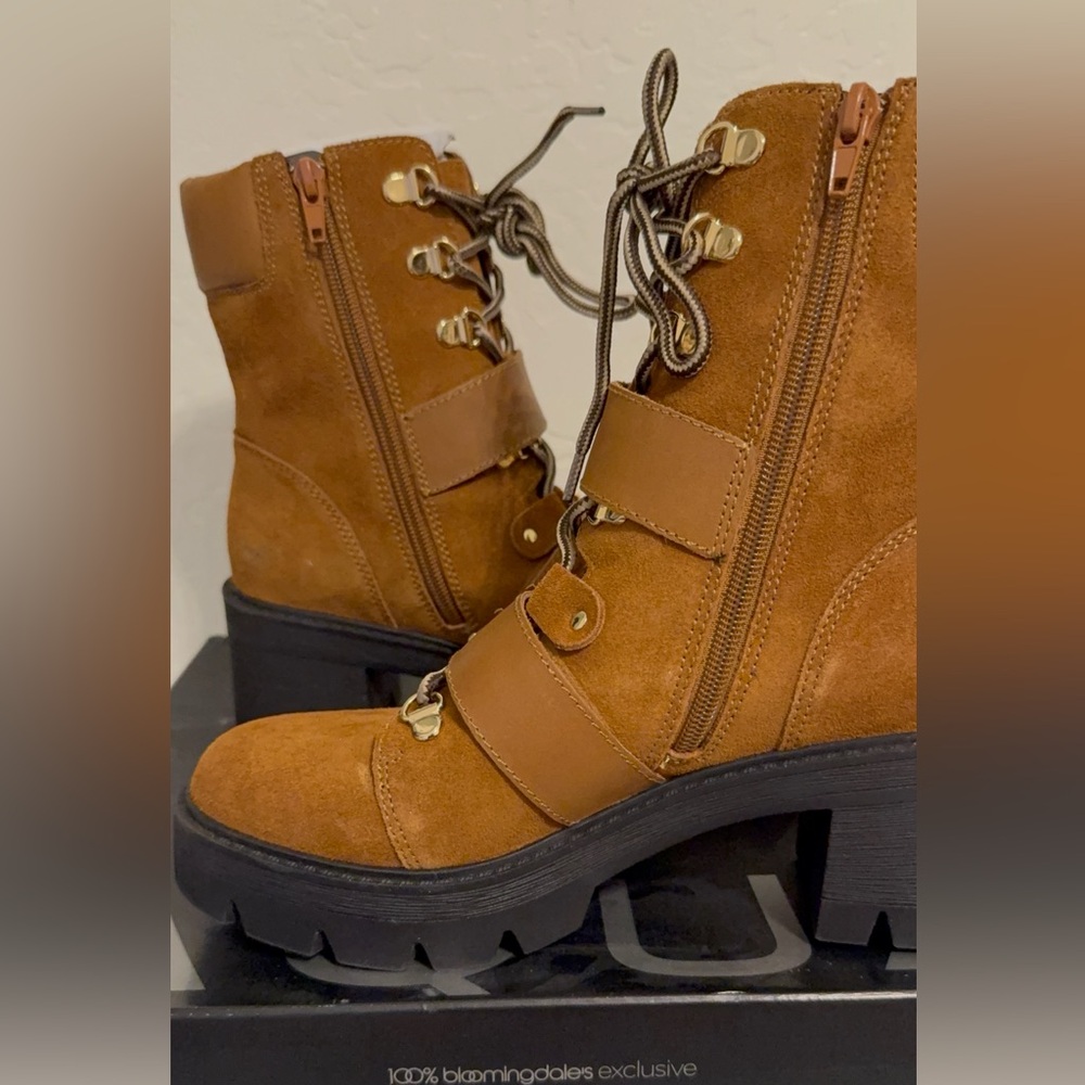 Aqua Women's Genie Buckle Hiker Boots Cognac size 8 - Picture 8 of 14